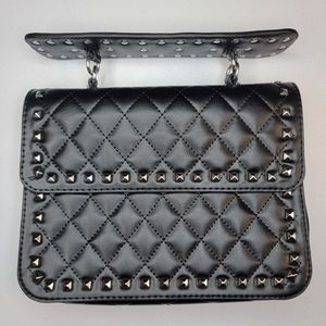 LÀNZA Black Studded Faux Leather Clutch, Two Button Closure, NWOT